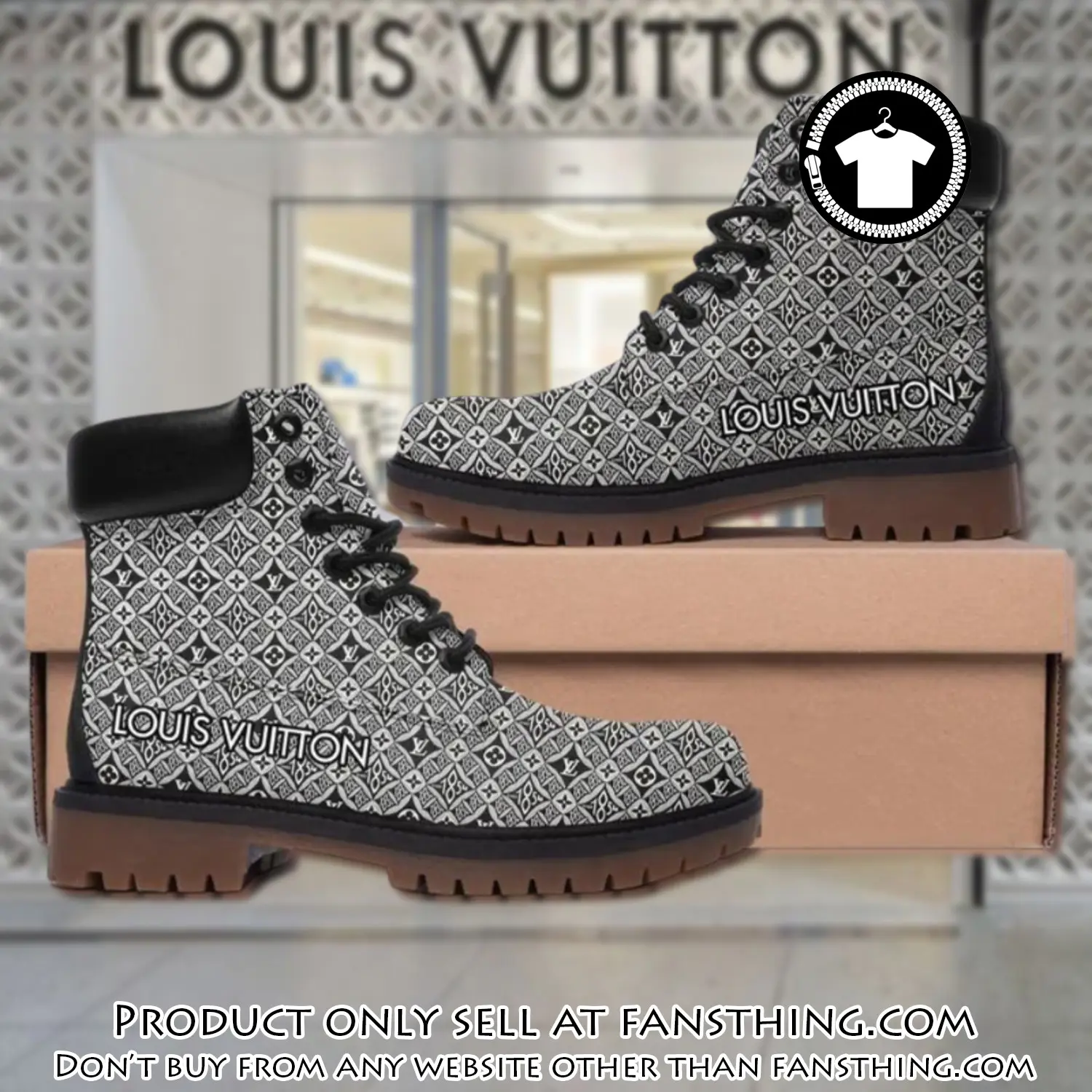 Louis vuitton pattern grey luxury brand boots premium gifts for men women fst5011800